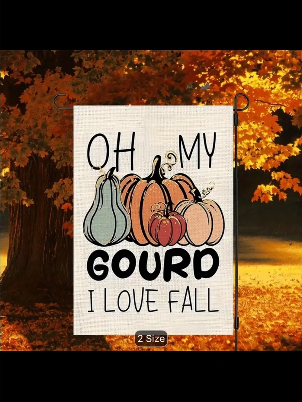 Oh My Gourd Fall Garden Flag - Neutral & Orange